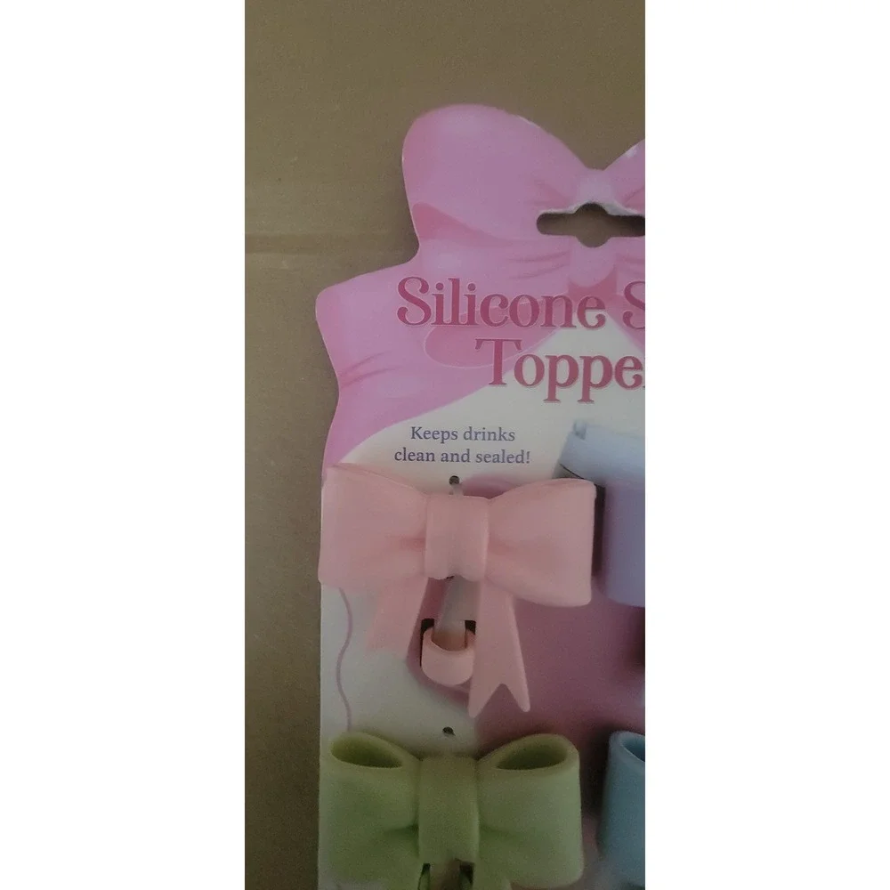 Silicone‎ Straw Toppers 4 Colorful Bows